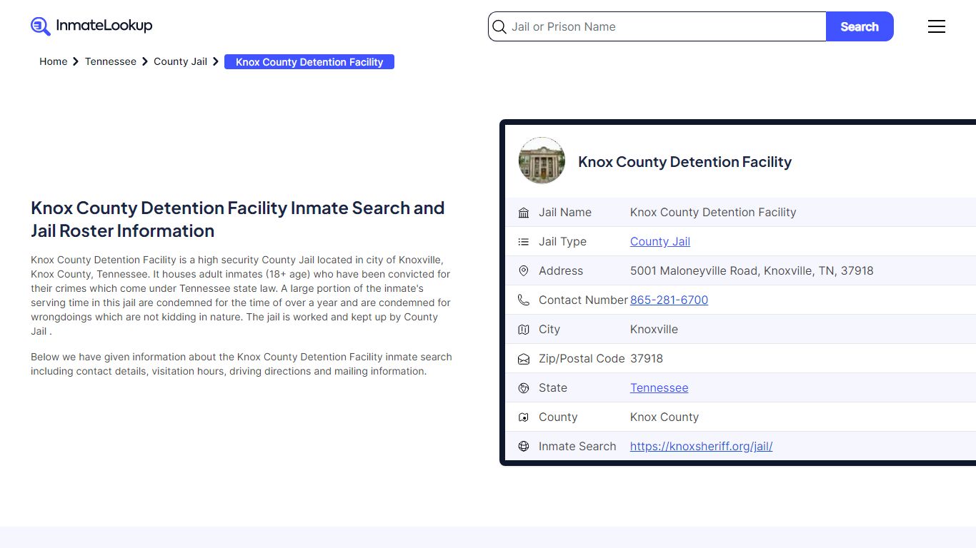 Knox County Detention Facility Inmate Search, Jail Roster, Bookings ...